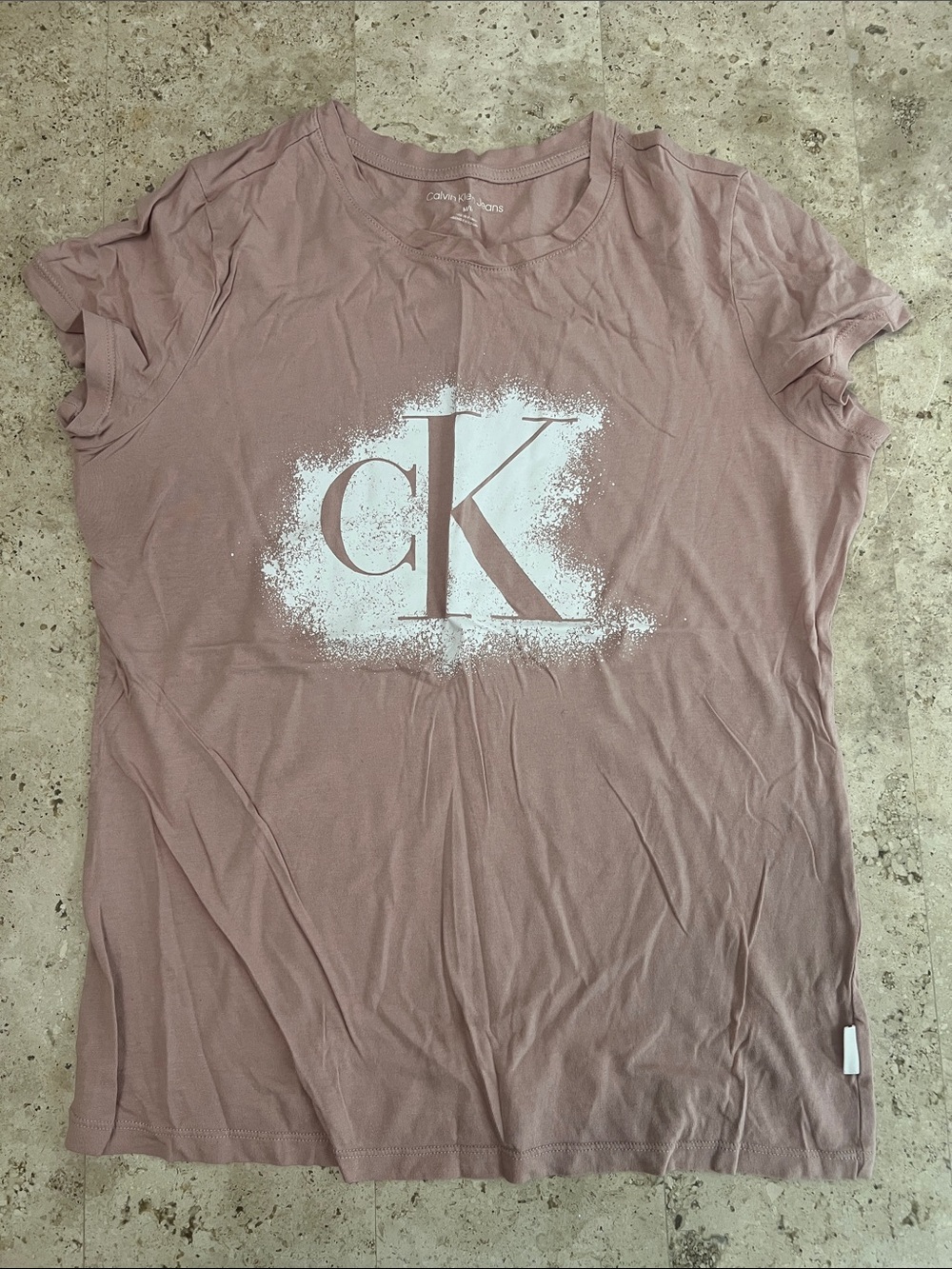 Calvin Klein Women's Dusty Rose CK Logo Short Sleeve Tee